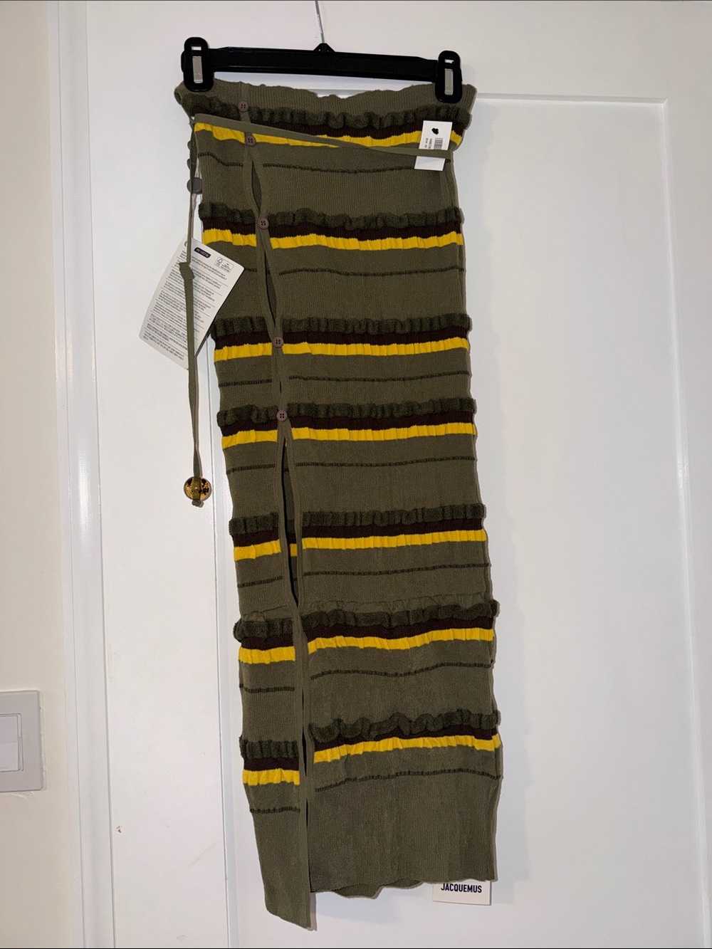 Jacquemus Olive Stripe Button-Front Maxi Skirt